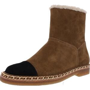 STEVE MADDEN Women's Tayson Ankle Boots Size 5M Chestnut Suede Faux Fur